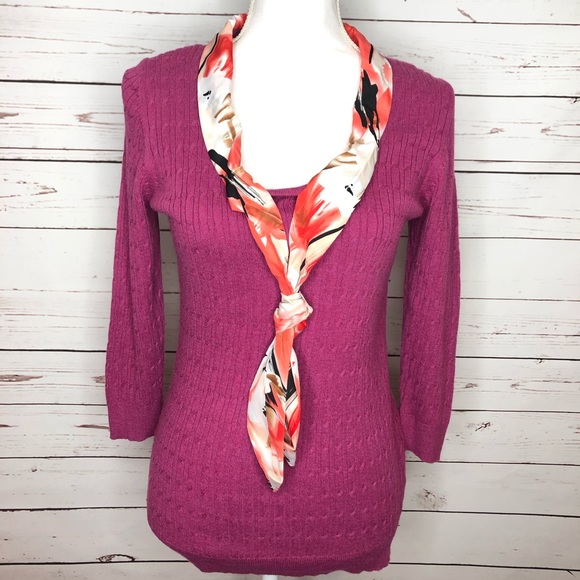 Joie Women’s Knit Pink Sweater with Tie Collar MED - Picture 2 of 6